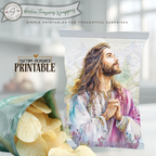 Jesus Prayer Printable Chip Bag Wrapper – Christian Easter Basket Treat, Faith Gift Party Favor, Religious Snack Wrap