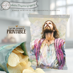 Jesus Looking Up Printable Chip Bag Wrapper – Christian Easter Basket Treat, Faith Gift Party Favor, Religious Snack Wrap
