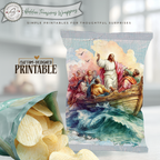 Jesus Calms the Storm Printable Chip Bag Wrapper – Christian Easter Basket Treat, Resurrection Faith Gift, Religious Church Party Favor