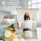 Risen Jesus Printable Chip Bag Wrapper – Christian Easter Basket Treat, Faith Gift Party Favor, Religious Snack Wrap
