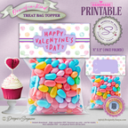 Printable Valentine’s Day Treat Bag Topper – Cute Pastel Heart Design – DIY Classroom Candy Bag Label for Kids, Teachers & Party Favors