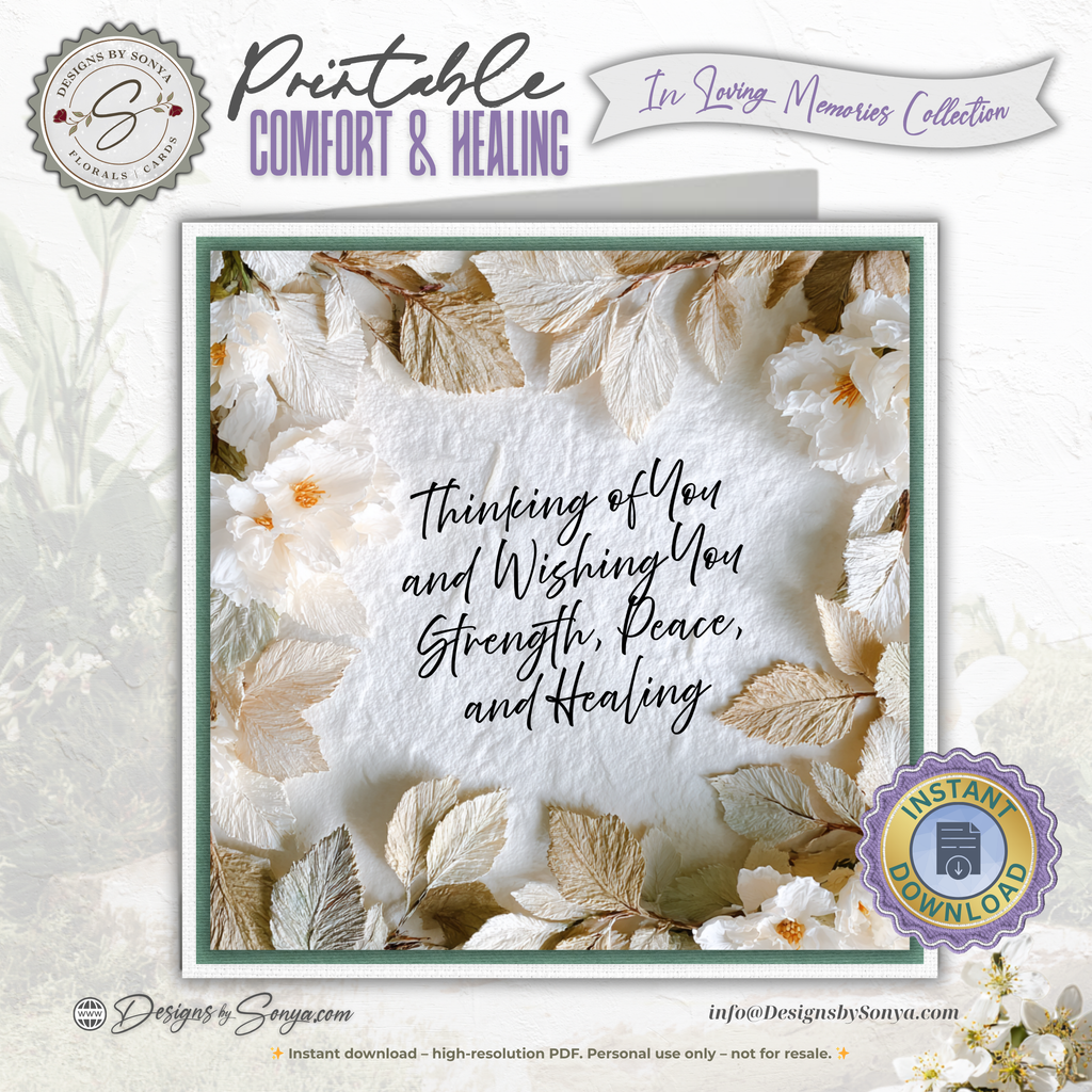 Printable Sympathy Card – Comfort & Healing Square Card, Instant Download, Thinking of You, Grief Support, Memorial Encouragement, Bereavement Note