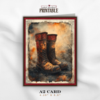 Printable Firefighter Thank You Card | A2 Firefighter Boots Card | Fire Department & First Responder Appreciation