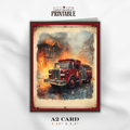 Printable Firefighter Thank You Card | A2 Fire Truck Appreciation Card | Fire Department & First Responder Card