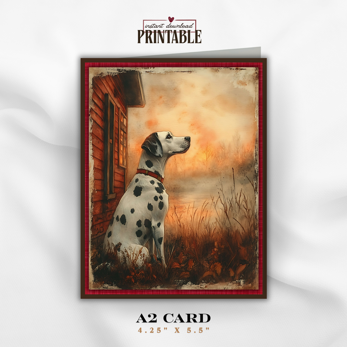Printable Firefighter Thank You Card | A2 Dalmatian Firehouse Dog Card | Fire Department & First Responder Appreciation