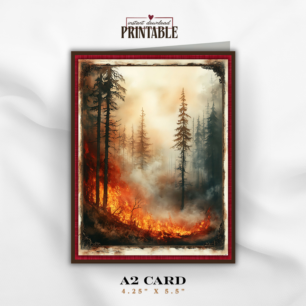 Printable Wildland Firefighter Thank You Card | A2 Wildfire Appreciation Card | Forest Fire & First Responder Card