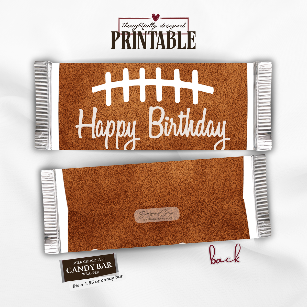 Football Birthday Candy Bar Wrapper Printable | 1.55 oz Chocolate Bar