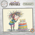 Whimsical Rainbow Birthday Printable A2 Card | Playful Watercolor Child with Cake | Instant Download Greeting Card | 5.5 x 4.25