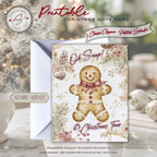 Gingerbread Christmas Printable Card • A2 (4.25" x 5.5") Folded Holiday Greeting Note Card • Oh Snap Design • Christmas Stationery