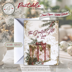 The "Greatest Gift Is Love" Card | Vintage Christmas Printable | Elegant Holiday Note Card | A2 (4.25x5.5) Folded Card | Digital Download
