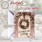 Home for the Holidays Christmas Printable Card • A2 (4.25" x 5.5") Folded Holiday Greeting Note Card • Vintage Design • Christmas Stationery