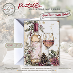 Holiday Toast Christmas Printable Card • A2 (4.25" x 5.5") Folded Holiday Greeting Note Card • Festive Wine Design • Christmas Stationery