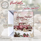 Bringing Christmas Home Printable Card • A2 (4.25" x 5.5") Folded Holiday Greeting Note Card • Vintage Red Truck Design • Christmas Stationery