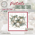 Printable Christmas Card | Sage Green Bows & Ivory Ornaments | White Winter Florals | Elegant Watercolor Square Holiday Greeting Card