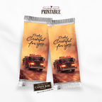 Printable Fire Truck Candy Bar Wrapper | Truly Grateful for You Firefighter Appreciation Gift | 1.55 oz Chocolate Bar