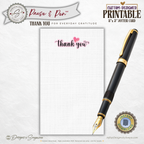 Thank You Jotter Card Printable – 3x5 Gratitude Note with Pink Heart – Pause & Pen™ Minimal Thank You Card for Gifts & Baskets
