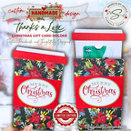Handmade Christmas Gift Card Holder | Coffee Cup Gift Card Holder for Teachers, Coworkers & Coffee Lovers | Red Poinsettia Holiday Floral Design
