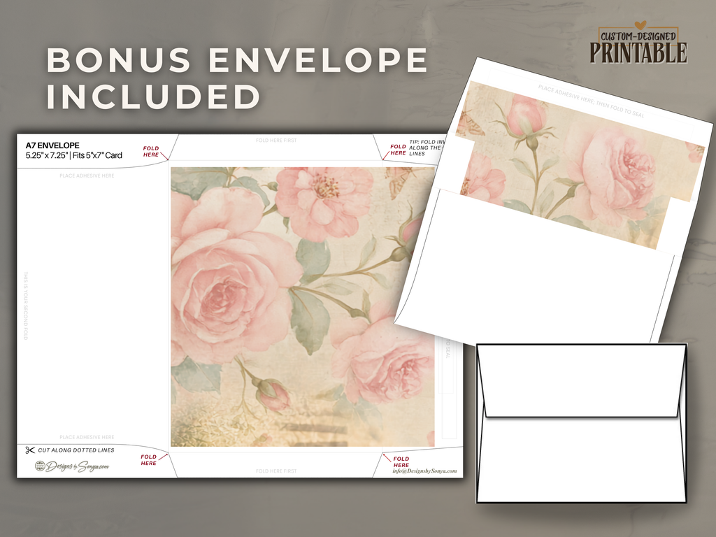 Grandmother Greeting Card, Grandma Gift from Granddaughter, 5" x 7" Printable, Thinking of You, Floral Keepsake Birthday Digital Download