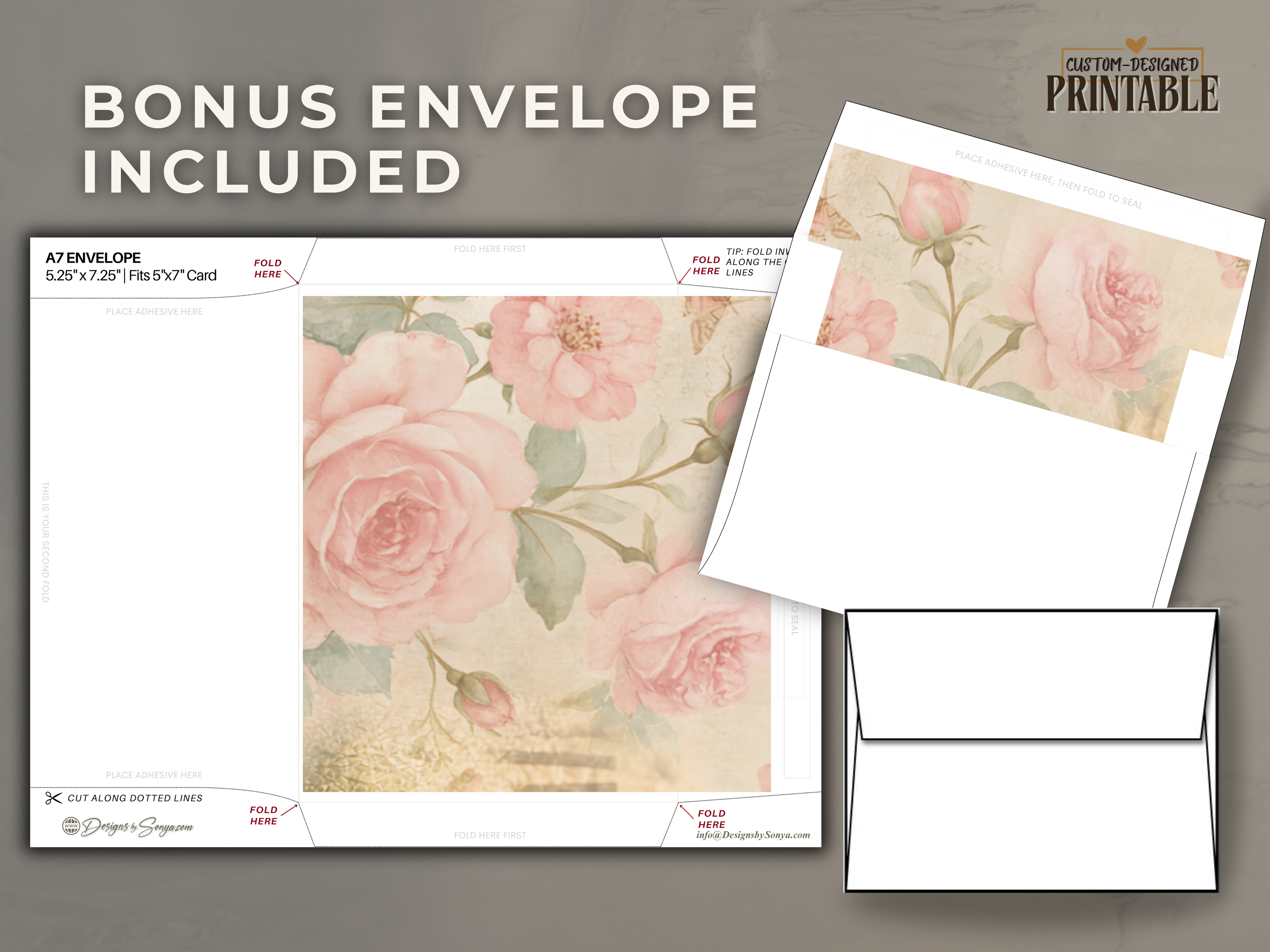 Grandmother Greeting Card, Grandma Gift from Granddaughter, 5" x 7" Printable, Thinking of You, Floral Keepsake Birthday Digital Download