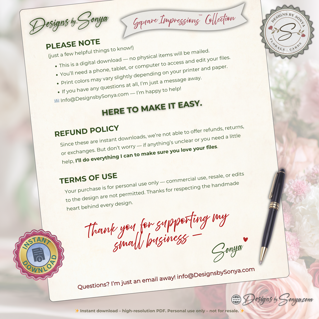 Printable Pink Snowman Christmas Card | Square Floral Holiday Card | 5.5” Square | Envelope Liner | Instant Download | Pastel Winter Note Card