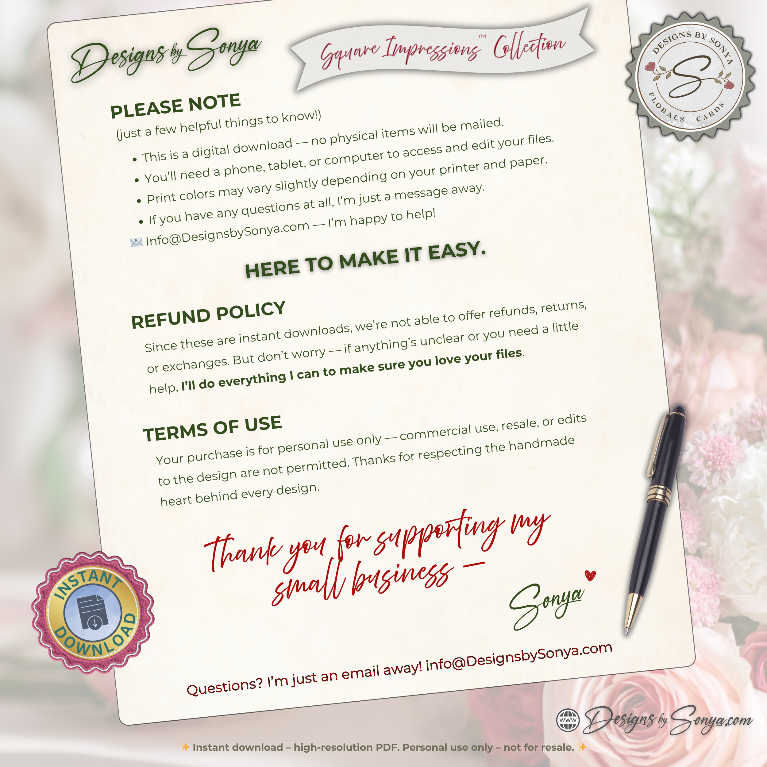 Printable Pink Snowman Christmas Card | Square Floral Holiday Card | 5.5” Square | Envelope Liner | Instant Download | Pastel Winter Note Card