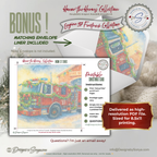 Engine 37 Firetruck Printable Christmas Note Cards | Set of 6 A2 - 5.5"x4.25"| Honor the Firefighter and First Responder Heroes