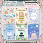 Elegant Gold & Floral Birthday Card 5x7 | Printable Birthday Card | Fits A7 Envelope | Custom Insert Message | Digital Download | Print at Home