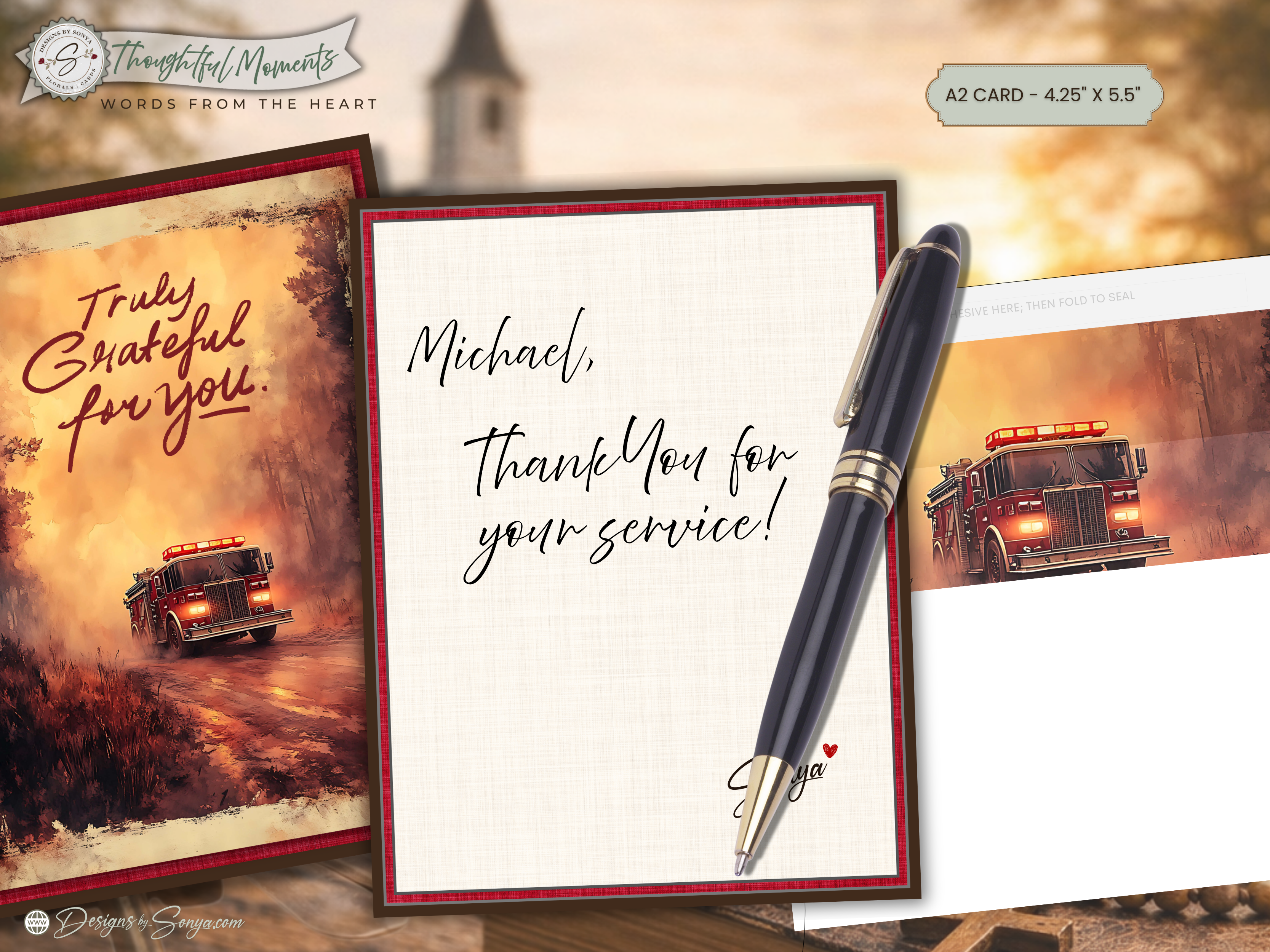 Texas Wildfire "Truly Grateful for You" Printable Thank You Card for Firefighters and First Responders