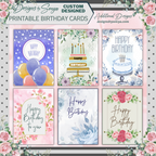 Elegant Gold & Floral Birthday Card 5x7 | Printable Birthday Card | Fits A7 Envelope | Custom Insert Message | Digital Download | Print at Home