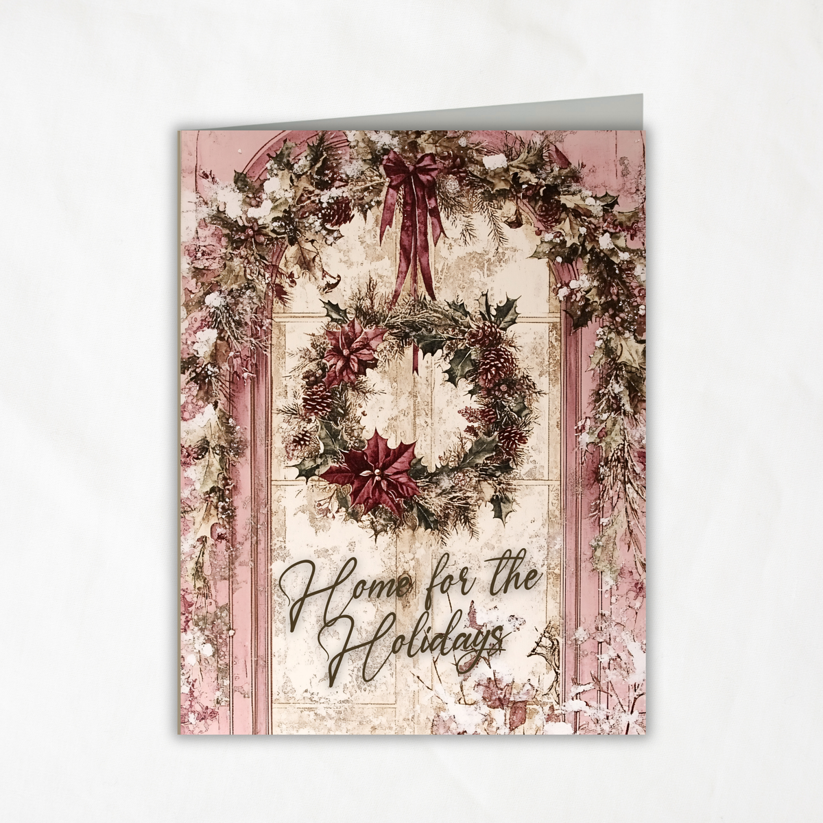 Home for the Holidays Christmas Printable Card • A2 (4.25" x 5.5") Folded Holiday Greeting Note Card • Vintage Design • Christmas Stationery
