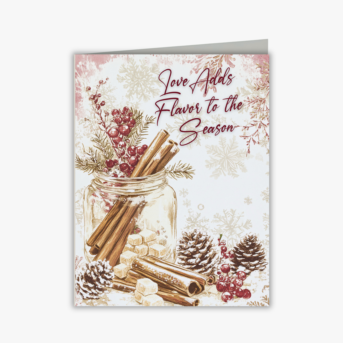 Flavor of the Season Printable Card • A2 (4.25" x 5.5") Folded Holiday Greeting Note Card • Cozy Cinnamon & Berry Design • Christmas Stationery