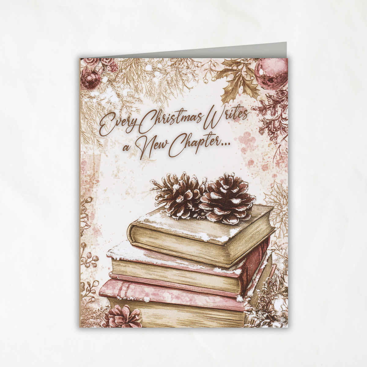 Every Christmas Writes a New Chapter Printable Card • A2 (4.25" x 5.5") Folded Holiday Greeting Note Card • Storybook Design • Christmas Stationery