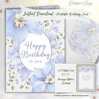 Blue Floral Birthday Card Front
Printable A7 5x7 birthday card with watercolor blue flowers and “Happy Birthday to you” greeting; instant download, print-at-home file.