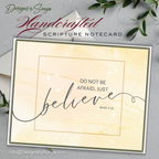 Handcrafted Christian Notecard – Gold Marble Scripture Card – Mark 5:36 “Just Believe” – A2 Blank Encouragement Card – Faith Stationery Gift