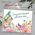 Birdhouse Scripture Notecard, James 1:17 Bible Verse Card, Christian Encouragement Card, Handmade Faith Card, Floral Birdhouse Greeting Card