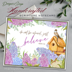 Handcrafted Scripture Notecard – Just Believe Mark 5:36 – A2 Floral Birdhouse Christian Card – Blank Inside Encouragement Card
