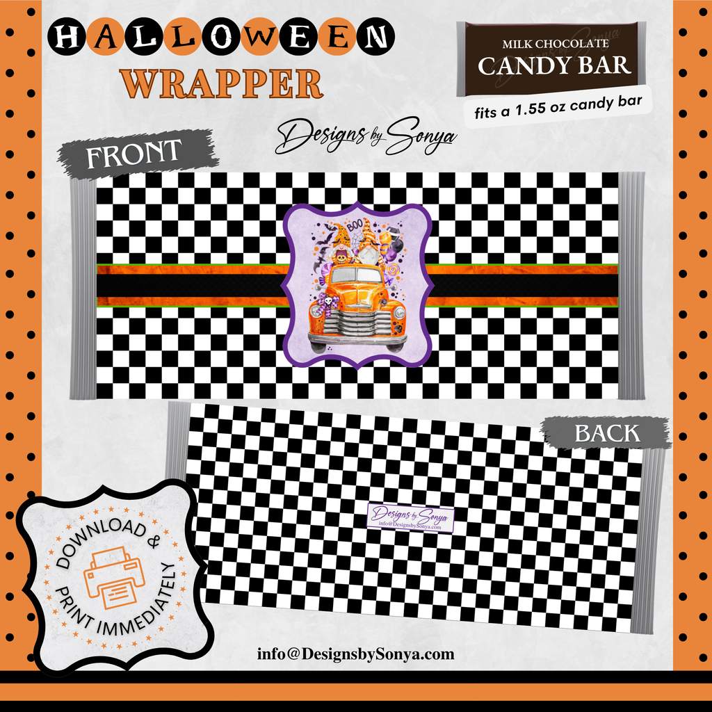 Custom Halloween Digital Candy Bar Wrapper | Printable Candy Bar Covers | Instant Download for Trick-or-Treat Party Favors | Fits 1.55 oz Hershey's Chocolate Bar