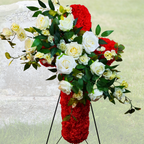 Greatest Love Standing Funeral Cross with White Roses