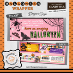 Sweeter Than Candy Halloween Chocolate Bar Wrapper | Cute Ghost & Spider Web Design | Printable Party Favor for Kids and Adults