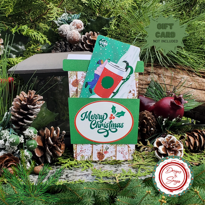 Rustic Birch Christmas Gift Card Holder – Handmade Holiday Envelope with Pinecones & Holly for Teachers, Friends, Coworkers