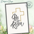 Custom Designed 5 x 7 Printable Card - He is Risen w/ Gold Cross | Inside Greeting and Envelope Included - Instant Download - Print from Home