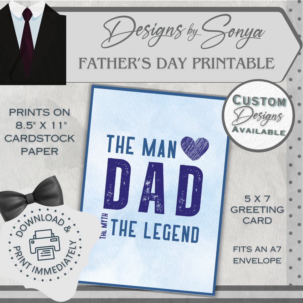 Father's Day | Simple | Unique | Custom Designed | Printable Greeting Card | Matching Message & Envelope | Instant Download | Print at Home