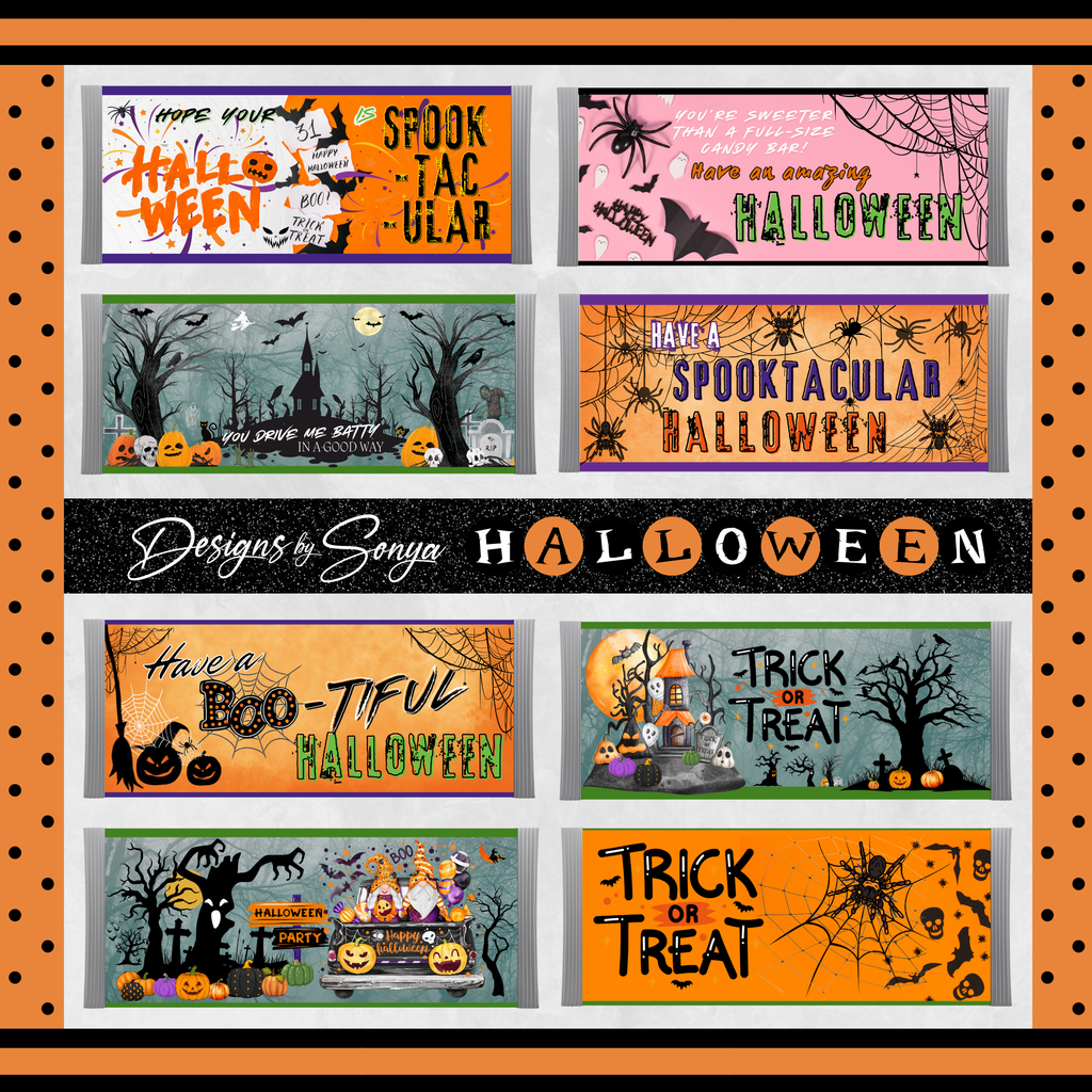 Sweeter Than Candy Halloween Chocolate Bar Wrapper | Cute Ghost & Spider Web Design | Printable Party Favor for Kids and Adults