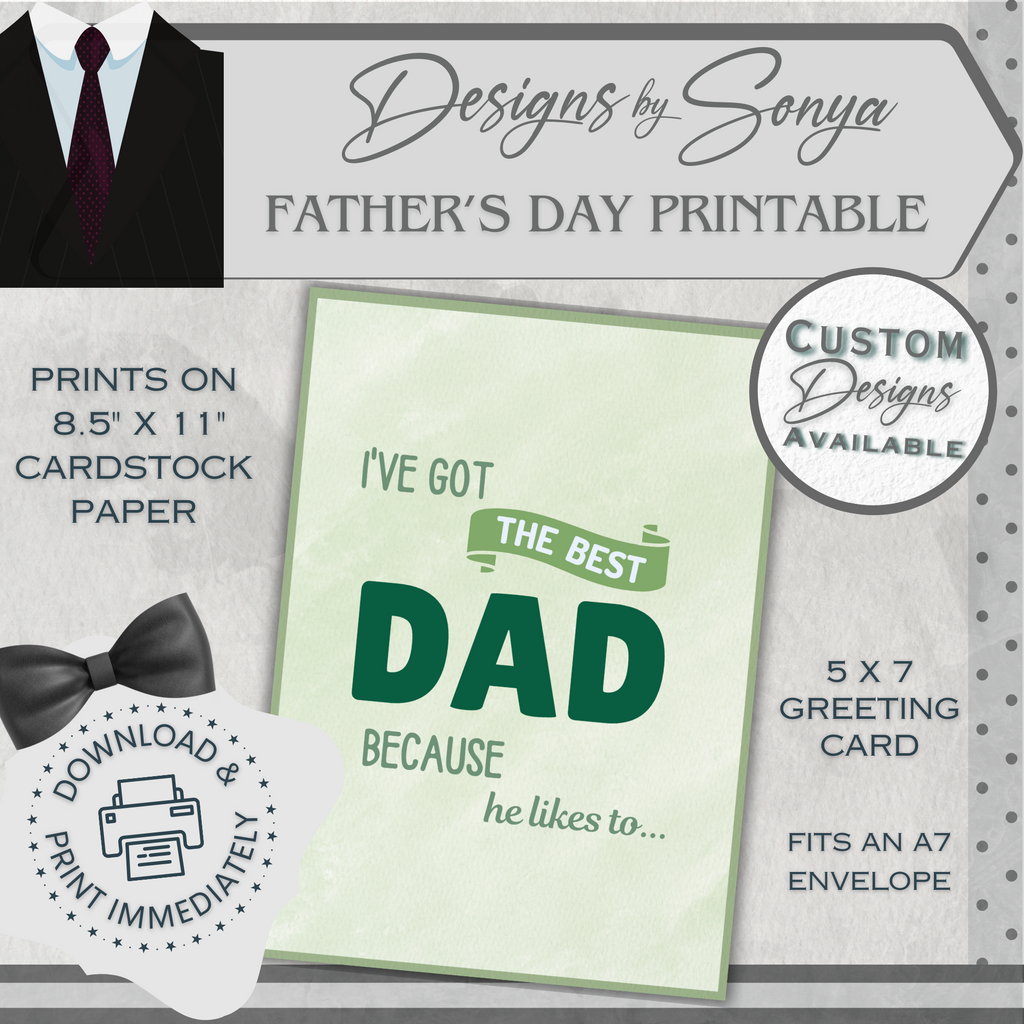 Father's Day | Simple | Unique | Custom Designed | Printable Greeting Card | Matching Envelope Included | Instant Download | Print at Home