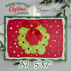 Handmade Christmas Card with Red Bow & Wreath | A7 5x7 Holiday Greeting Card | Unique Christmas Keepsake by Designs by Sonya
