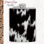 Mountain Trail Flask in Dark Hair-on Hide | Unique Natural Markings | Black and White | Myra Bags | S-8476