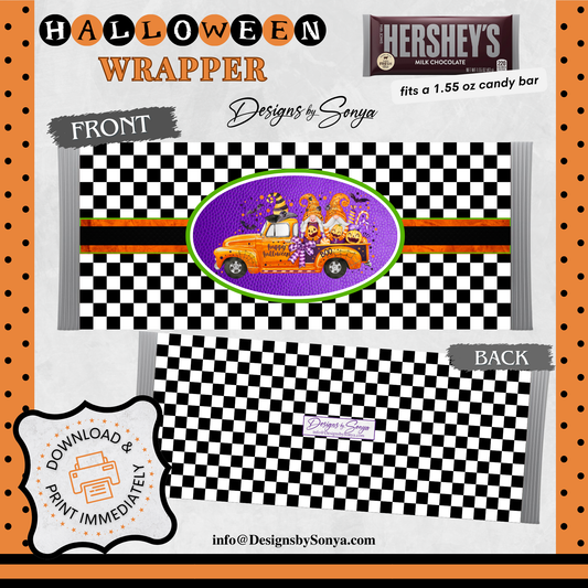 Custom Halloween Digital Hershey Bar Wrapper | Printable Candy Bar Covers | Instant Download for Trick-or-Treat Party Favors | Fits 1.55 oz Hershey's Chocolate Bar
