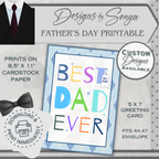 Father's Day - Best Dad Ever | Custom Designed | Printable Greeting Card | Matching Envelope Included | Instant Download | Print at Home