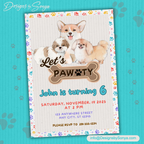 Dog Birthday Party Invitation | Let’s Pawty Editable Canva Template | Printable Pet-Themed Kids Birthday Invite | Cute 5x7 Digital Download