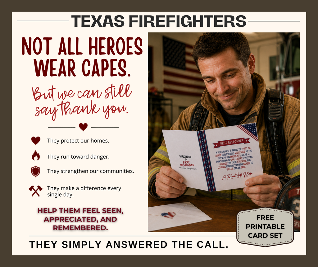 First Responder Thank You Card, A7 A Real Life Hero, Free Printable Card Set